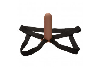 Коричневый фаллопротез из силикона Extension with Harness - 15,75 см.