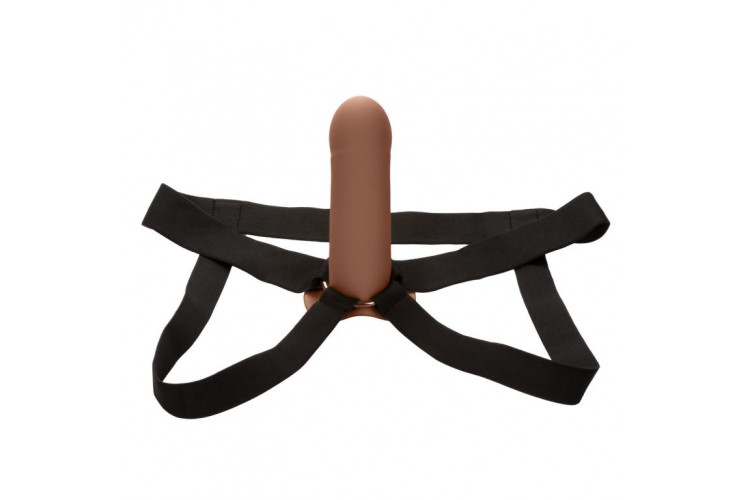 Коричневый фаллопротез из силикона Extension with Harness - 15,75 см. Коричневый фаллопротез из силикона Extension with Harness - 15,75 см.