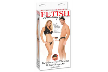 Полый страпон унисекс телесного цвета с вибрацией For Him or Her ?Vibrating Hollow Strap-On - 15 см.