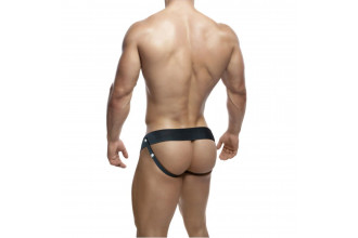 Телесный фаллопротез на черных эластичных ремнях 7 Inch Hollow Strap On - 17 см.