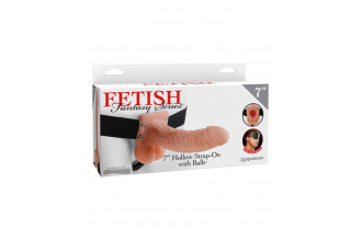 Телесный полый страпон Hollow Strap-On with Balls - 18,9 см.