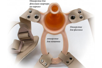 Телесный фаллопротез MEN STYLE с анальным стимулятором - 17,5 см.