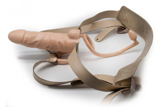 Телесный фаллопротез MEN STYLE с анальным стимулятором - 17,5 см.