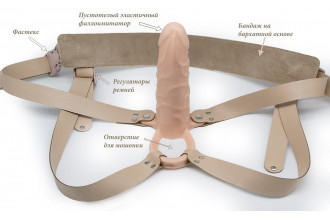 Телесный фаллопротез MEN STYLE с анальным стимулятором - 17,5 см.