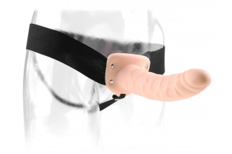Полый страпон 8 Hollow Strap-On телесного цвета - 19 см.