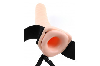 Полый страпон 8 Hollow Strap-On телесного цвета - 19 см.