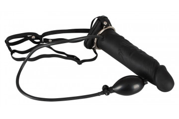 Полый страпон с эффектом увеличения Inflatable Strap-On - 18,5 см.