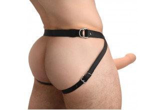Телесный полый страпон на черных регулируемых ремешках 2’’ Erection Smooth Silicone Penis Sheath