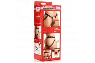 Телесный полый страпон на черных регулируемых ремешках 2’’ Erection Smooth Silicone Penis Sheath