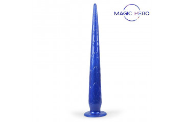 Синий стимулятор с ромбовидным рельефом - 37 см.