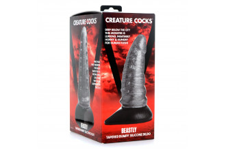 Серый фантазийный фаллоимитатор Beastly Tapered Bumpy Silicone Dildo - 21 см.