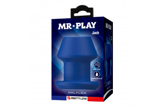 Синяя анальная пробка с открытым каналом - 8,7 см.