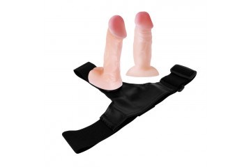 Женский страпон с двумя сменными насадками - 10,5 и 10 см.