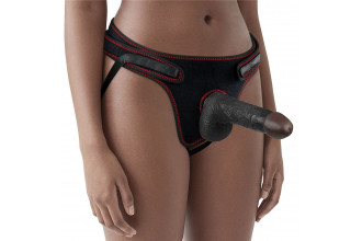 Женский темнокожий страпон Easy Strapon Set 7 Inch - 18 см.