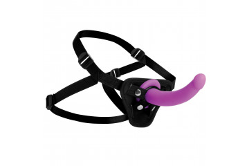 Лиловый поясной страпон Navigator Silicone G-Spot Dildo with Harness - 17,8 см.