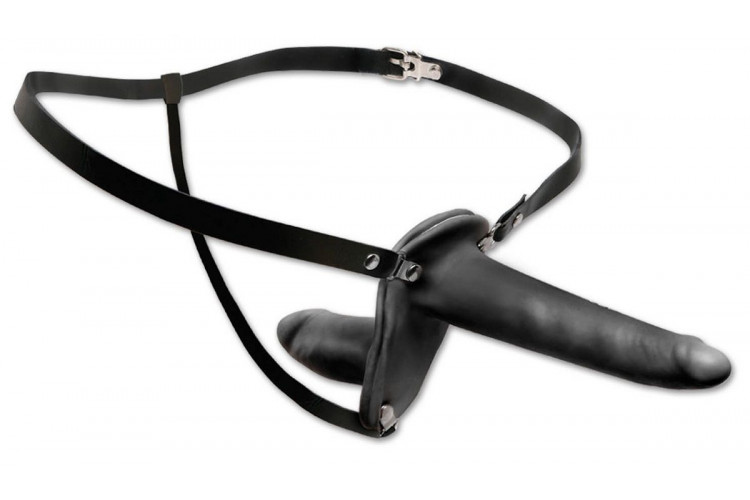 Женский страпон с вагинальной пробкой Double Penetrix Strap-on - 15 см.