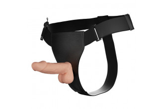 Женский страпон на регулируемых ремешках с вибрацией - 19,4 см.