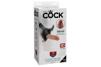Страпон с телесной насадкой 7 Uncut with Strap on Harness - 18 см.