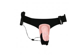 Женский страпон с вибрацией и вагинальной пробкой Ultra Passionate Harness - 18 см.