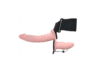 Женский страпон с вибрацией и вагинальной пробкой Ultra Passionate Harness - 18 см.