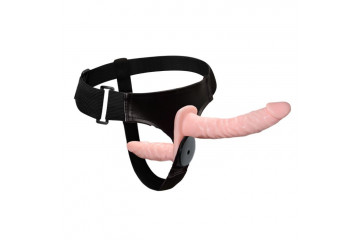 Женский страпон с вибрацией и вагинальной пробкой Ultra Passionate Harness - 18 см.