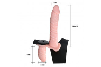Женский страпон с вибрацией и вагинальной пробкой Ultra Passionate Harness - 18 см.