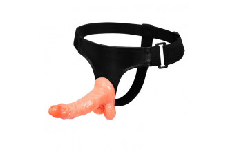 Реалистичный страпон на ремешках - 15,5 см.