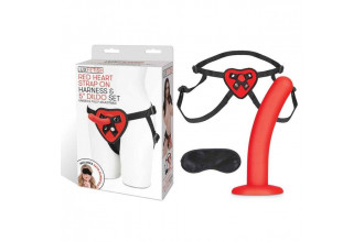 Красный поясной фаллоимитатор Red Heart Strap on Harness & 5in Dildo Set - 12,25 см.