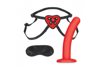 Красный поясной фаллоимитатор Red Heart Strap on Harness & 5in Dildo Set - 12,25 см.
