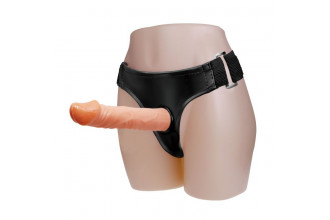 Телесный фаллос на трусиках регулирующегося размера - 19 см.