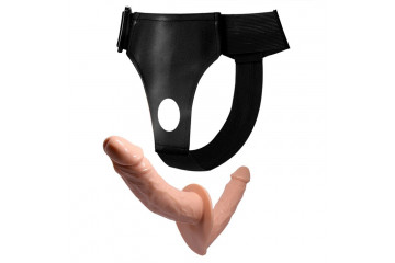 Женский страпон с вагинальной пробкой-фаллосом - 18 см.