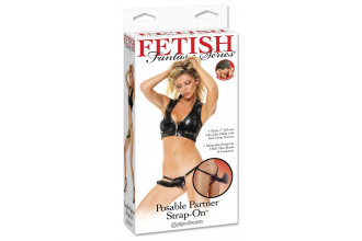Черный податливый страпон Posable Partner Strap-On - 17,8 см.