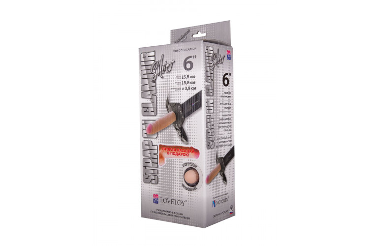 Пояс-трусики с насадкой Glamour Silver - 15,5 см.