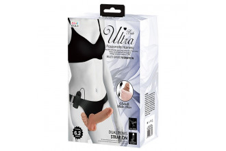 Страпон с вагинальной пробкой и вибрацией Ultra Passionate Harness - 16 см.