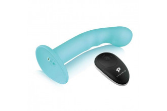 Голубая изогнутая насадка 6in Remote Control Ripple P-Spot G-Spot на черных трусиках - 16 см.