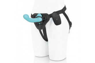 Голубая изогнутая насадка 6in Remote Control Ripple P-Spot G-Spot на черных трусиках - 16 см.