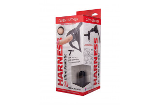 Насадка-фаллоимитатор на кожаных трусиках Harness Ultra Realistic 7 - 18 см.