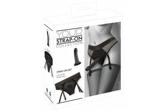 Черный женский страпон Strap-on Set: трусики и насадка