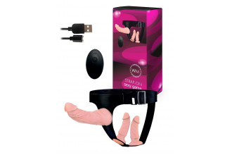 Женский страпон с 3 насадками и вибрацией