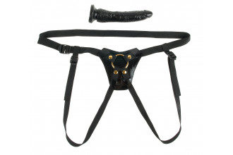 Чёрный с золотом женский страпон Designer Strap-On
