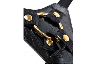 Чёрный с золотом женский страпон Designer Strap-On