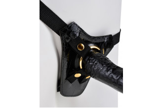Чёрный с золотом женский страпон Designer Strap-On