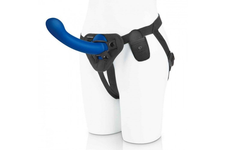 Синяя насадка Remote Control P-Spot G-Spot с черными трусиками - 20 см.
