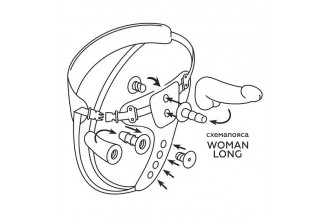 Женский пояс-трусики c 2 насадками и вагинальной пробкой WOMAN LONG
