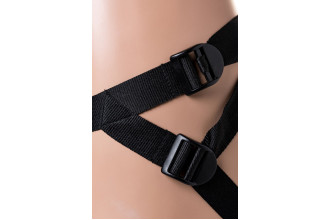 Телесный страпон Harness с вагинальной пробкой - 19,5 см.
