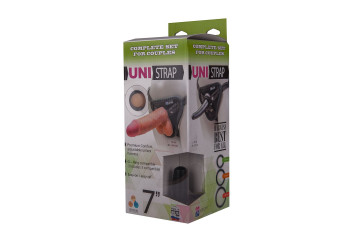 Страпон-унисекс с двумя насадками UNI strap 7 Harness - 19 и 12 см.
