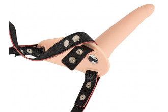 Телесный поясной страпон с вибрацией Vibrating Strap-On - 15,7 см.
