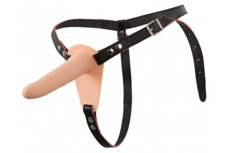 Телесный поясной страпон с вибрацией Vibrating Strap-On - 15,7 см.