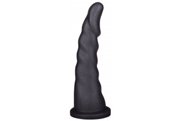 Женский страпон с чёрной насадкой и вагинальной пробкой - 18,5 и 10,5 см.