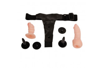 Поясной фаллос на трусиках с вагинальной пробкой Female Harness Ultra - 16,5 см.